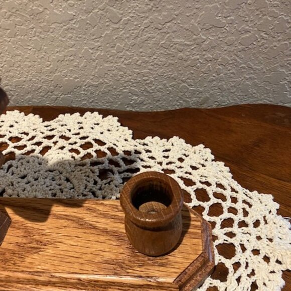 Solid Wooden Candle Holder Angel . 10"Hx14"Lx3"W - Picture 3 of 5